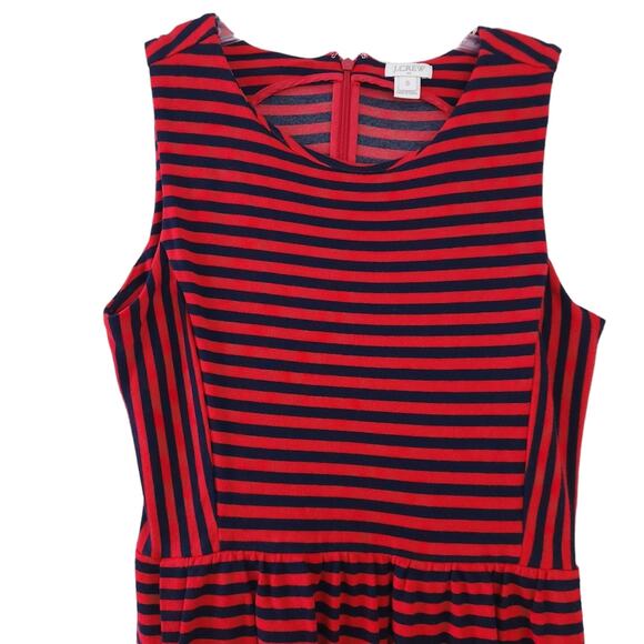 J.Crew Factory Stripe Dress Size Small Red Black Sleeveless Dress with Stretch - Picture 2 of 5